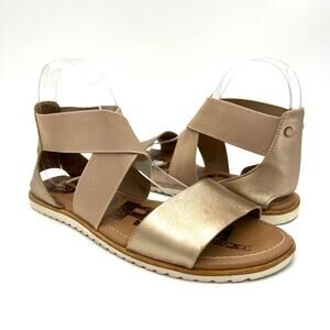 Sorel Ella II Leather Sandals Metallic Gold- Size 7.5